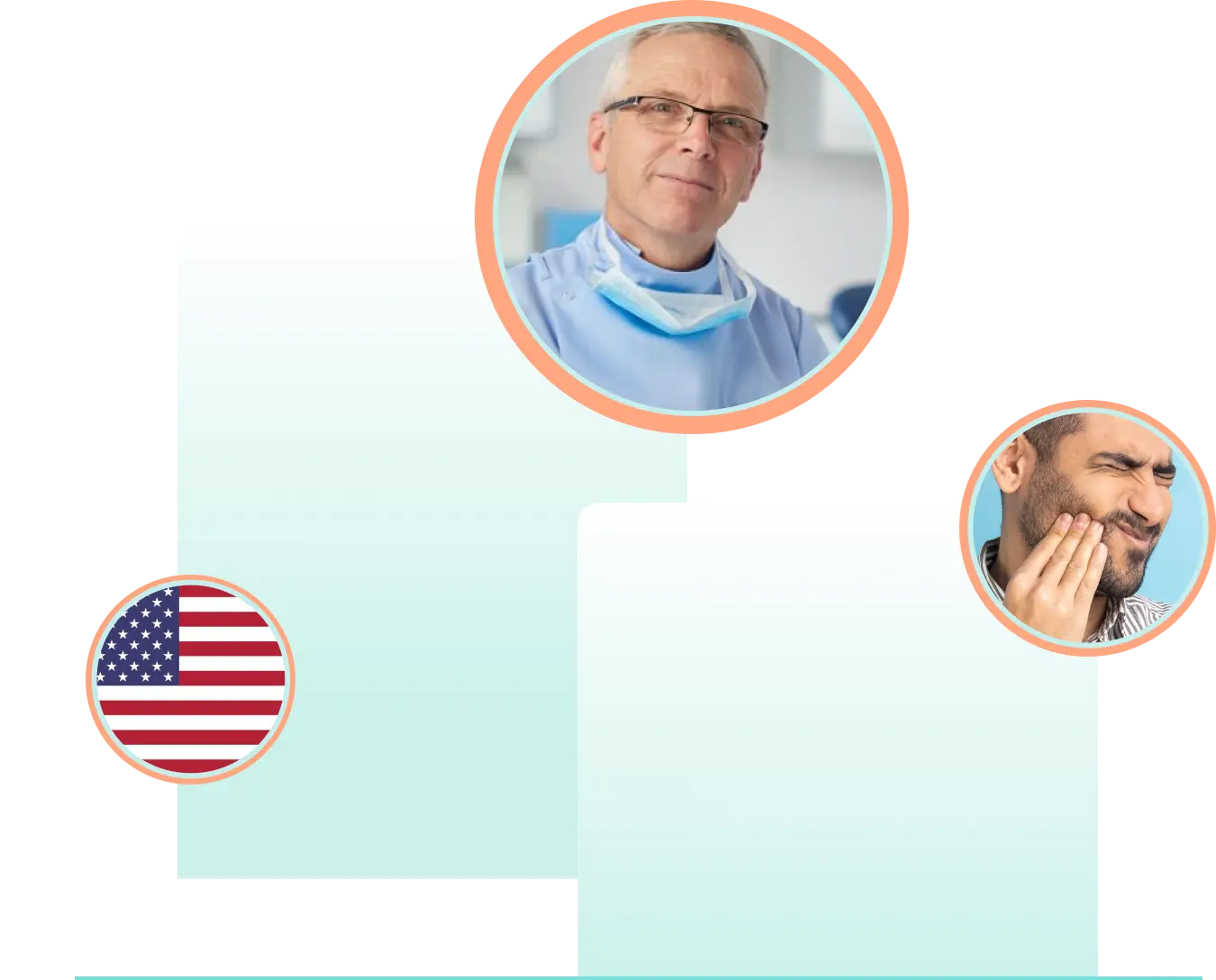 70% of U.S. adults 30+ say their dental/oral health is excellent/good and American flag and Dentists and hygienists say that only 47% of their adult patients have excellent or good oral health on average